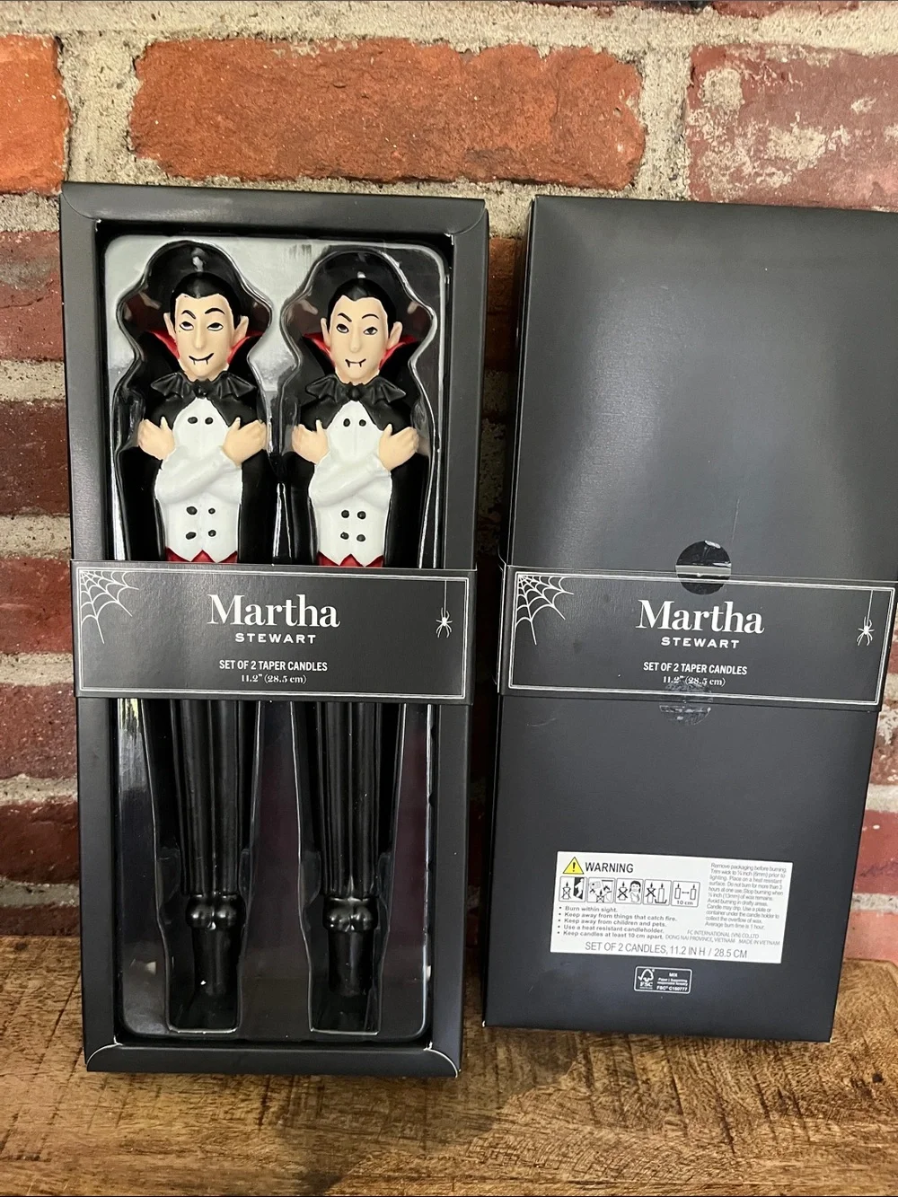 Martha Stewart Black Vampire Taper Candles with White Ghost Accents